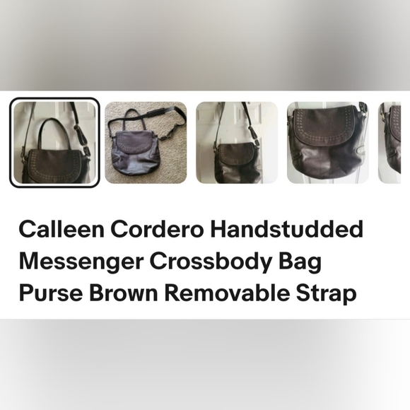 Colleen Cordero Handstudded Messenger Crossbody Brown Leather Shoulder Bag - Picture 14 of 14